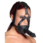 ZADO Leren Hoofd Masker Gag met Studs en Dildo