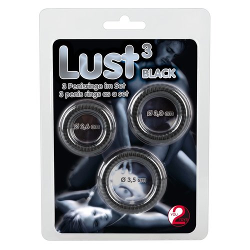 You2Toys Lust Black Siliconen Ball Stretch Penis Ringen Set