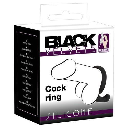 Black Velvets Siliconen Cock Ring met Perineus Stimulator