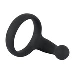 Black Velvets Siliconen Cock Ring met Perineus Stimulator