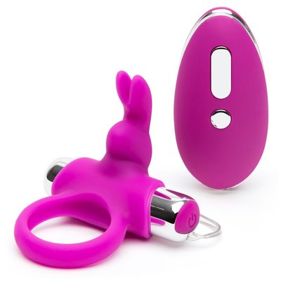 happyrabbit Siliconen Bunny Cockring met Vibratie Draadloos Siliconen Bunny Cockring met Vibratie Draadloos
