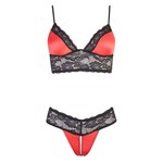 Cottelli Collection Lingerie Kruisloze Kanten String met Beha Mooi Versierd