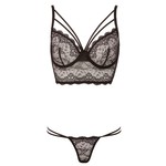 Cottelli Collection Lingerie Half Transparante Beha String Set met Dubbele Bandjes