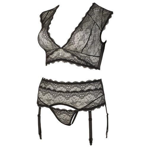 Cottelli Collection Plus Plus Size Elegante Jarretel Lingerie Set met Strass