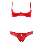 Cottelli Collection Lingerie Open Beha en String Set met Kanten Motieven