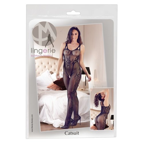 Mandy Mystery Lingerie Naadloze Catsuit Ouvert met Voet Uitsparing