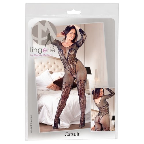 Mandy Mystery Lingerie Kruisloze Catsuit met Lange Mouwen