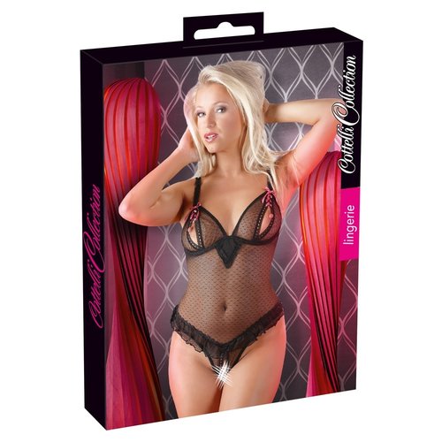 Cottelli Collection Lingerie Open Peephole Body met Lichte Ruches