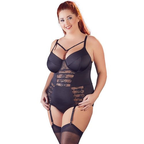 Cottelli Collection Plus Plus Size Body met Transparante Stukken en Bretels