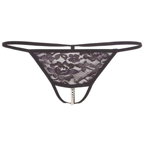 Mandy Mystery Lingerie Open String met Zilveren Schaamlip Ketting