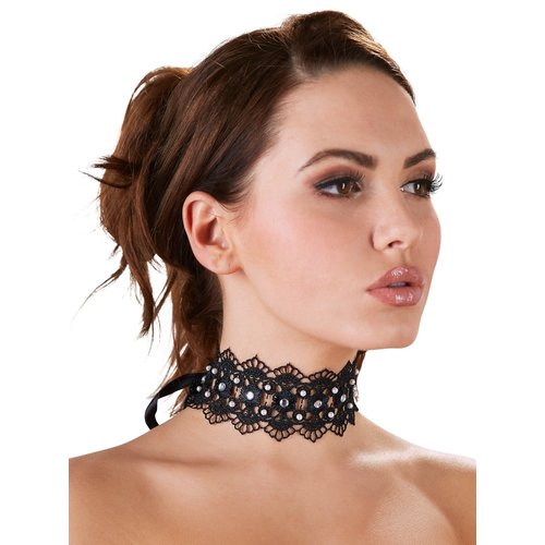 Cottelli Collection Accessoires Sprankelende Choker met Diamantjes Breed