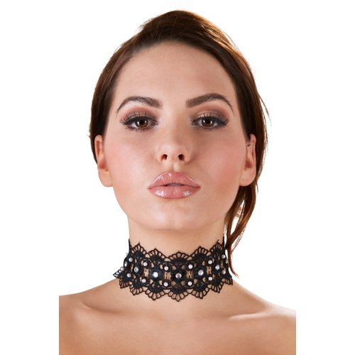 Cottelli Collection Accessoires Sprankelende Choker met Diamantjes Breed