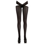 Cottelli Collection Stockings & Hosiery Open Kruis Panty met Heupgordel en Roze Strikjes