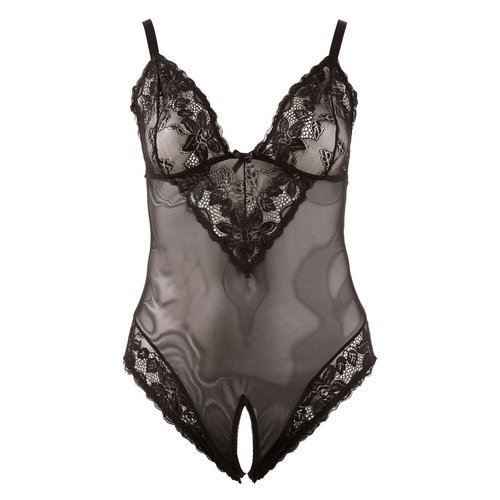 Cottelli Collection Plus Plus Size Sexy Body met Open Kruis en Kanten Afwerking