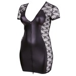 Plus Size Wetlook Mini Jurk met Transparante Zijstukken Cottelli Collection Plus Plus Size Wetlook Mini Jurk met Transparante Zijstukken
