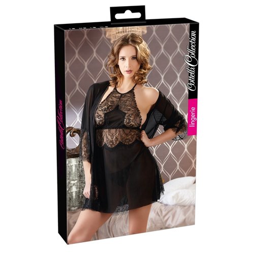 Cottelli Collection Lingerie Sexy Negligé met Lingerie en Kimono van Kant