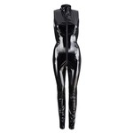 Black Level Wetlook Vinyl Jumpsuit met Lange Rits Ruig