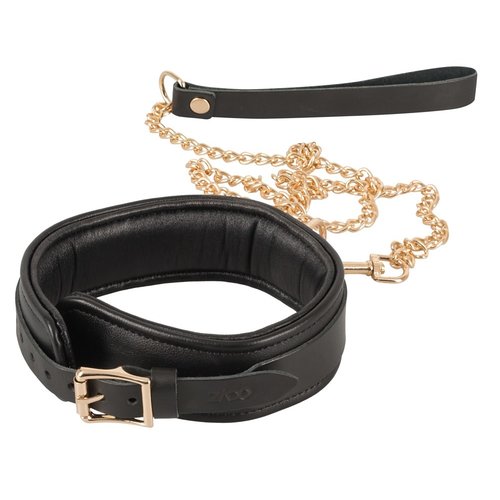 Wild Thing by Zado Lederen Halsband met Gouden Aanlijnriem Verstelbaar