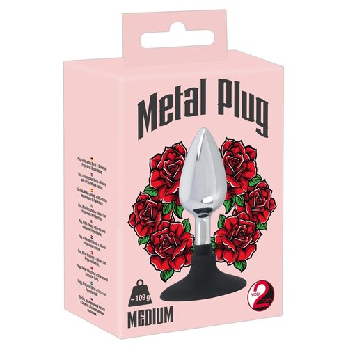 You2Toys Metalen Buttplug met Siliconen Zuignap Stop Temperatuurgevoelig Medium