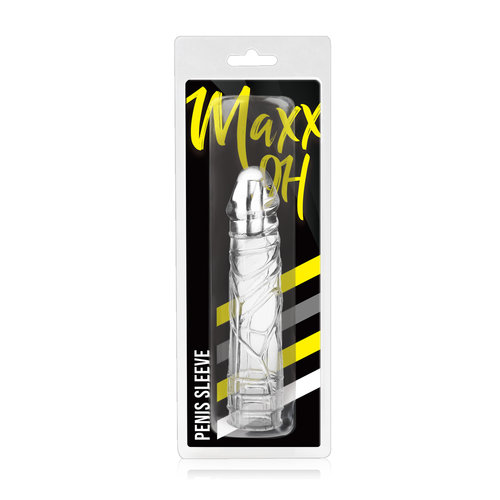 Maxx'Oh Geaderde Penis Sleeve met Half Solide Eikel en Lichte Ribbels