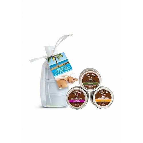 Earthly Body Hemp Seed 3 in 1 Massage Kaars Olie Set met 3 Geuren