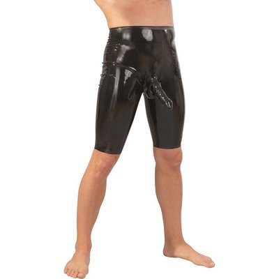 Lange Latex Shorts met Penis Sleeve