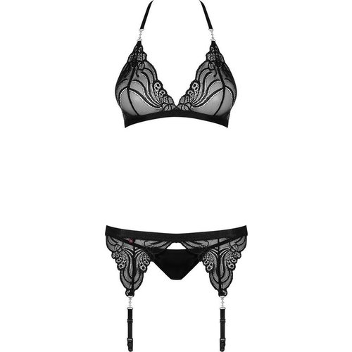 Obsessive Lingerie Set met Jarretel Band Fijn Mesh L/XL