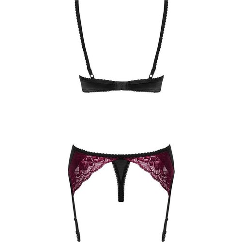 Obsessive Jarretel Lingerie Set met Sierlijke Patronen S/M