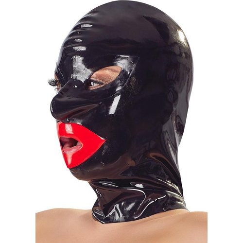 Late X Latex Hoofdmasker met Rode Lippen