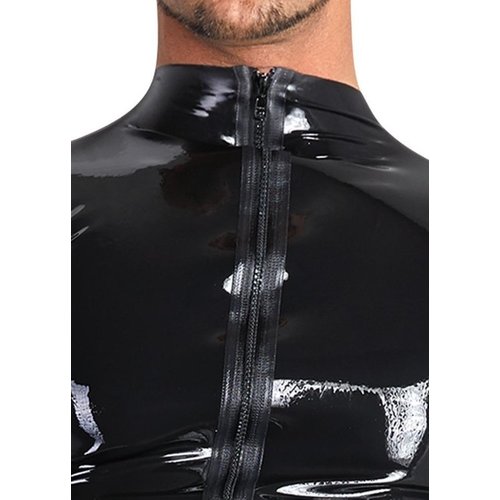 Late X Latex Mannen Shirt met Rits