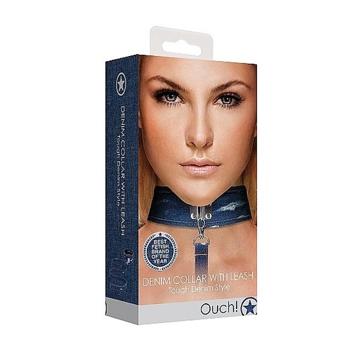 Ouch! Denim Halsband met Aanlijnriem