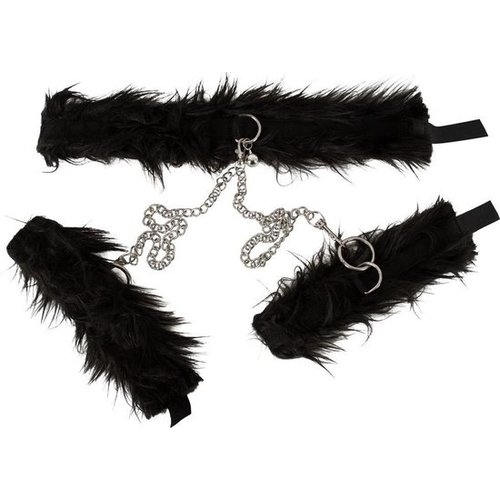 Bad Kitty Pluche Halsband met Polsboeien Klittenband Sluiting