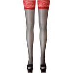 Cottelli Collection Stockings & Hosiery Hold Up Kousen met Breed Rood Kant Smal