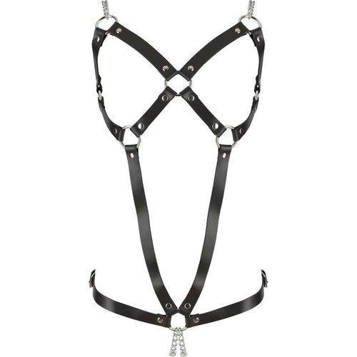 ZADO Lederen Bondage Body Harnas met Kruis Ketting