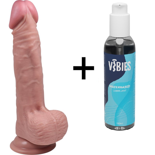 Handful Medium Realistische Dildo met Vibies Glijmiddel Actiepakket