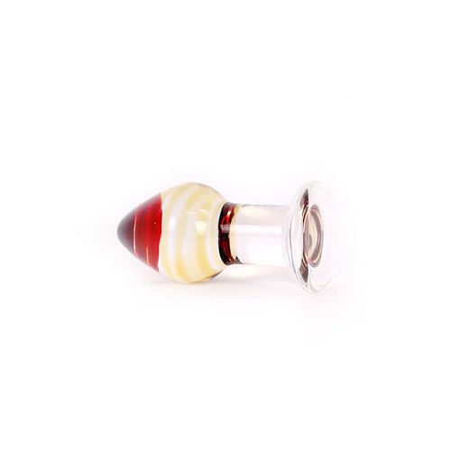 Kiotos Glass Glazen Buttplug Medium met Gekleurde Strepen