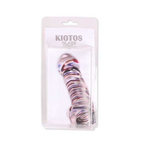 Kiotos Glass Glazen Buttplug Medium met Gekleurde Strepen