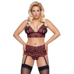 Cottelli Curves Curvy Kruisloos Kanten Lingerie Set met Parel Bandjes