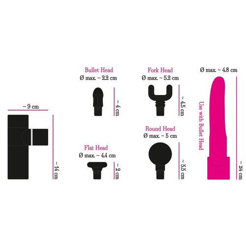 You2Toys Sex & Massage Gun Vibrator met 4 Opzetstukken