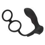 Black Velvets Dubbele Penisring met Vibratie Plug