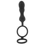 Black Velvets Dubbele Penisring met Vibratie Plug