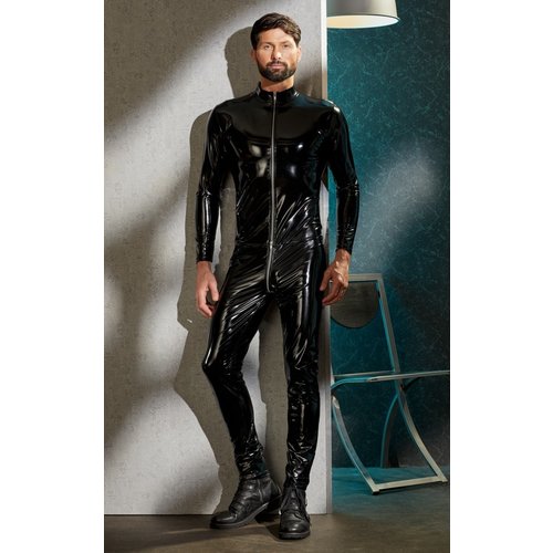 Black Level Vinyl Lak Body Jumpsuit voor Mannen