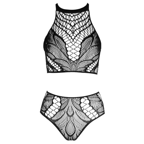 NOXQSE Sexy Mesh Halternek Lingerie Set