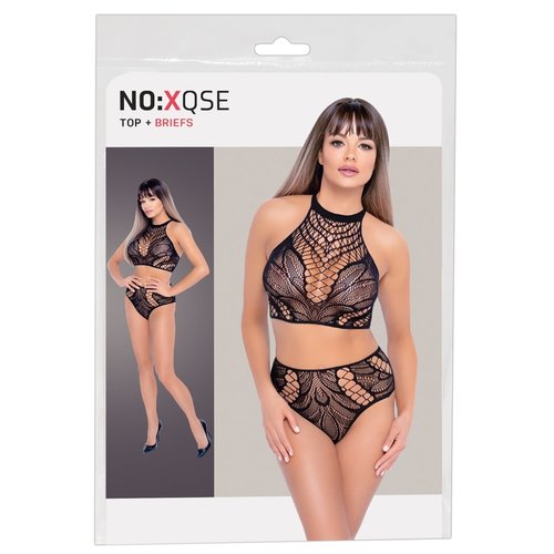 NOXQSE Sexy Mesh Halternek Lingerie Set