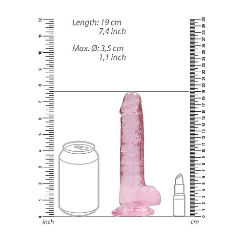 RealRock Realistic Dildo met Balzak Transparant 17 cm Roze