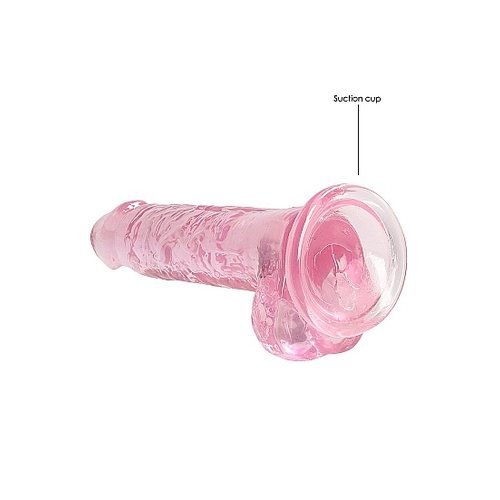 RealRock Realistic Dildo met Balzak Transparant 17 cm Roze