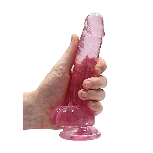 RealRock Realistic Dildo met Balzak Transparant 17 cm Roze