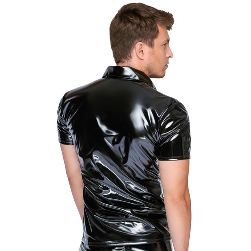 Black Level Vinyl Lak Wetlook Polo Shirt Mannen