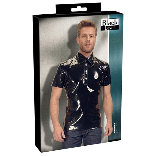 Black Level Vinyl Lak Polo Shirt Wetlook Mannen