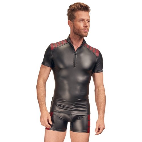 NEK Elastische Fetish Shirt met Dual Wetlook Motief